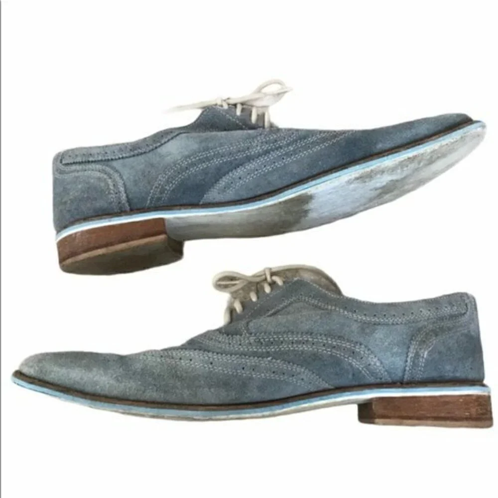 Giorgio Brutini Blue Suede Wing Oxford Shoes